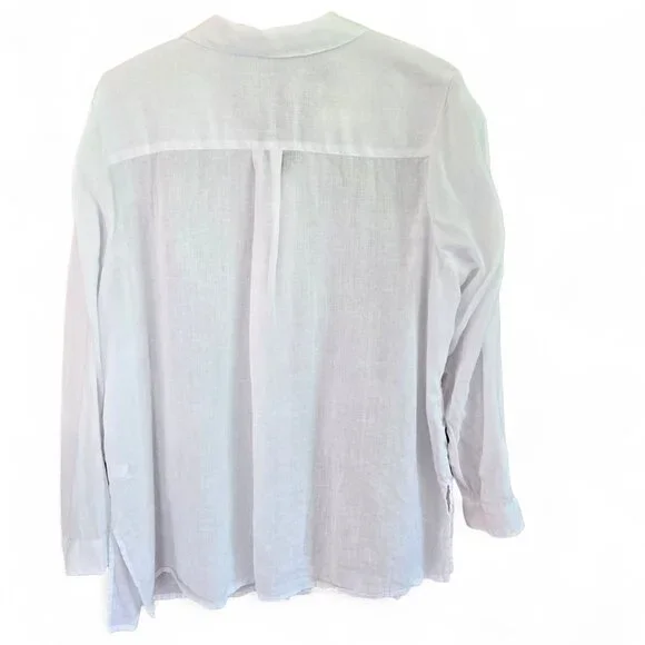 J.Jill Love Linen Womens White Button-Down Shirt Long Sleeve Lightweight 2X - Picture 2 of 9